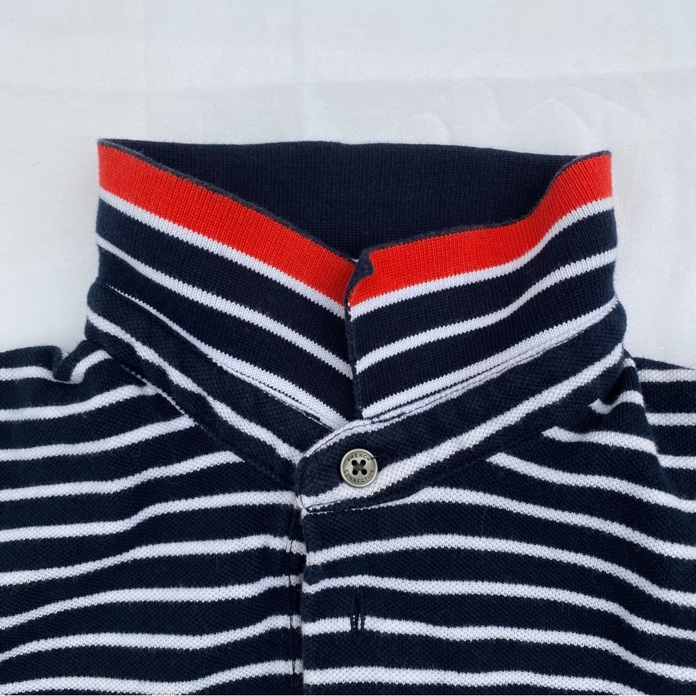 French Connection Navy & White Striped Short Sleeve Polo Shirt - Picture 3 of 7